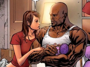 In the comics universe, Jessica Jones and Luke Cage are married with a child.